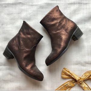 SOLD Bronze leather heeled boots Anthropologie